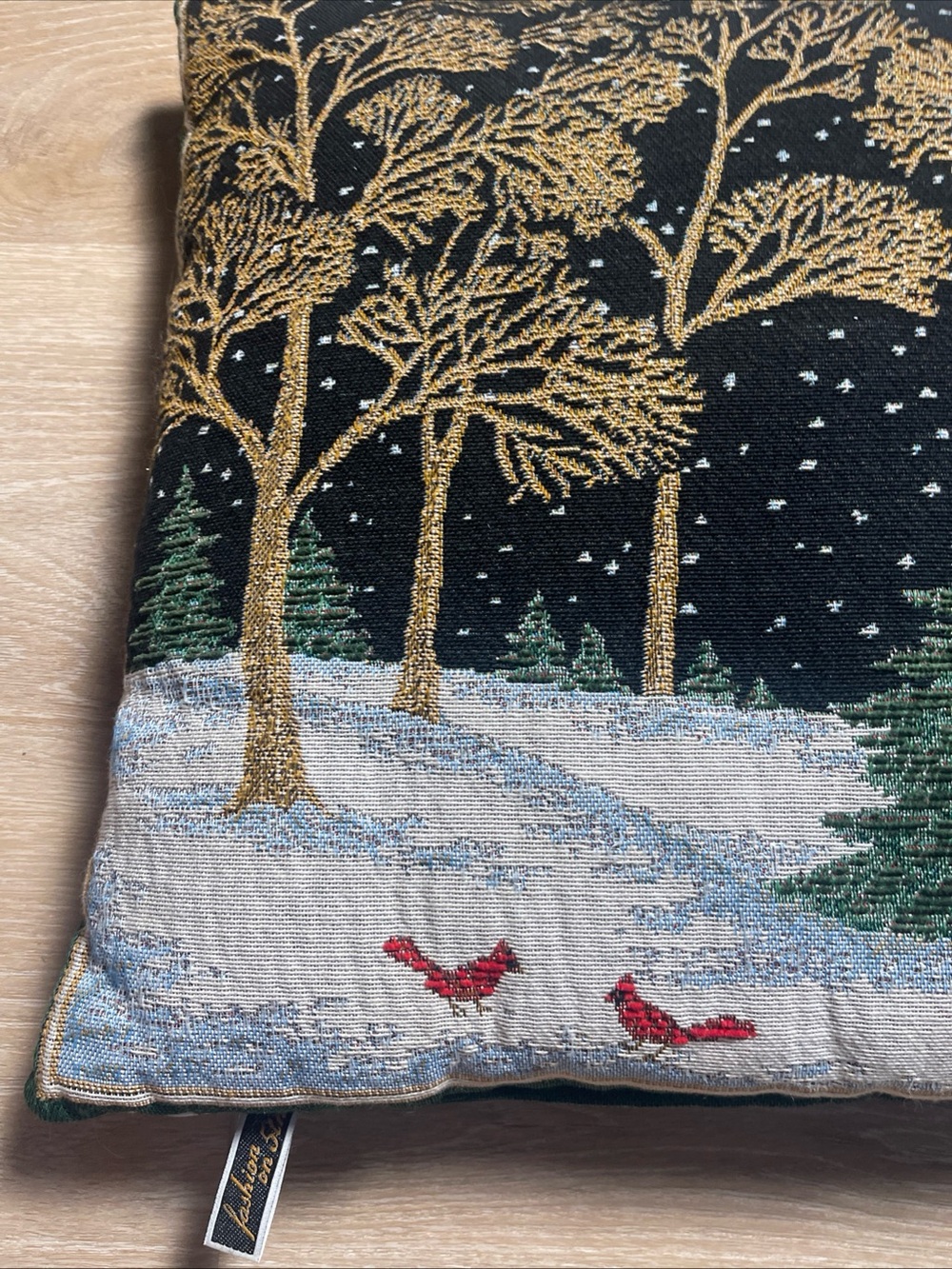 Vintage Christmas Tapestry Pillow Set By Fashion on 5th Cardinals Winter Trees - Picture 5 of 6